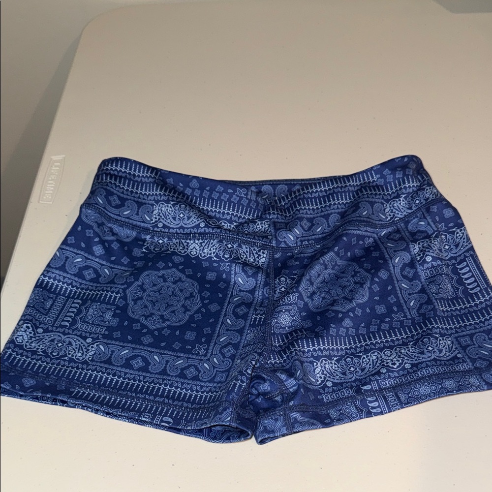 Stylish Blue Patterned Women's Athletic Shorts